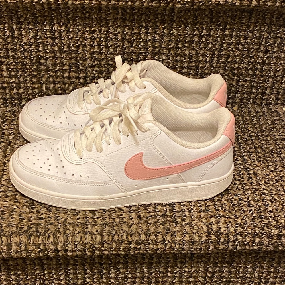 White and pink Air Force 1’s
